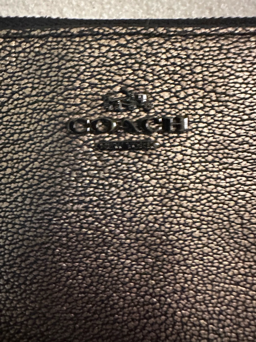 Coach Metallic Pewter Leather Wristlet Crossbody Bag - Picture 5 of 9